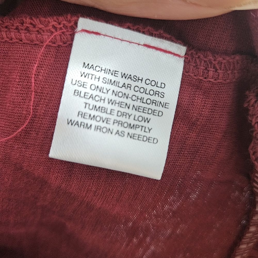 French Laundry Women’s Ombre Ruffle Hem Cotton Top Burgundy Pink Size XL - Picture 13 of 13
